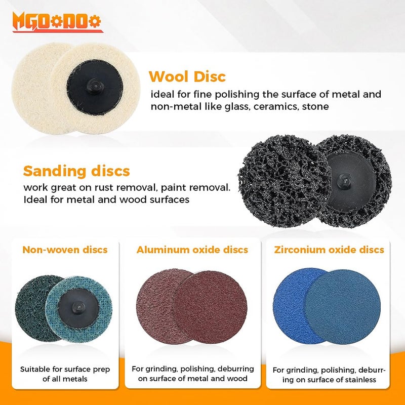 Mgoodoo 106Pcs Sanding Discs Set,2 inch Die Grinder Sanding Disc with 1/4 inch Holder for Milwaukee Die Grinder,Surface Prep Strip Grind Polish Burr Finish Rust Paint Removal - Image 3